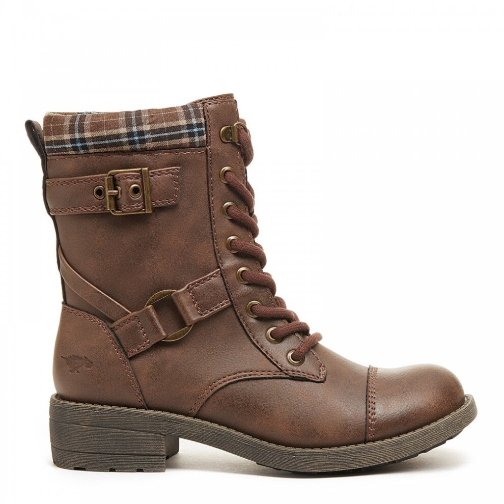 (4 (Adults')) Thunder Santee | Brown/Brown | Ladies Lace-up Biker Boots