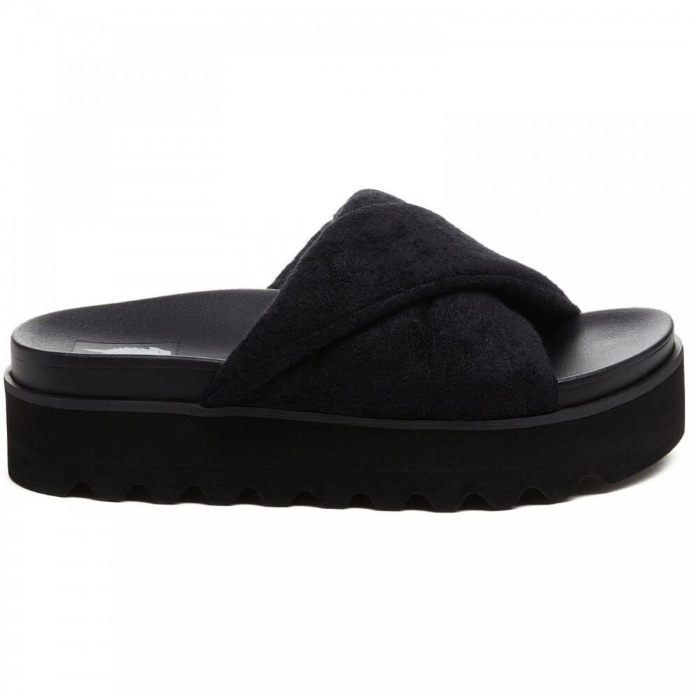 (7 (Adults')) Breeze Atlanta Terry | Black | Women's Platform Mule Sandals