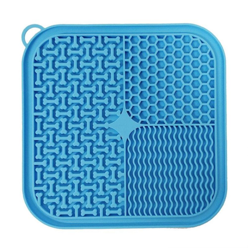 (Blue) Mat for Pet Dogs Cats Slow Food Bowls Feeding Food Bowl Lick Pad Slow Feeders Puppy Bathing Distraction Pads Silicone Dispenser
