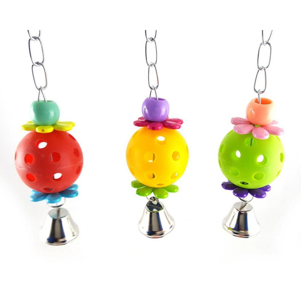 Colorful Pet Bird Bites Toy Parrot Chew Ball Cage Hanging Cockatiel Birds Bell