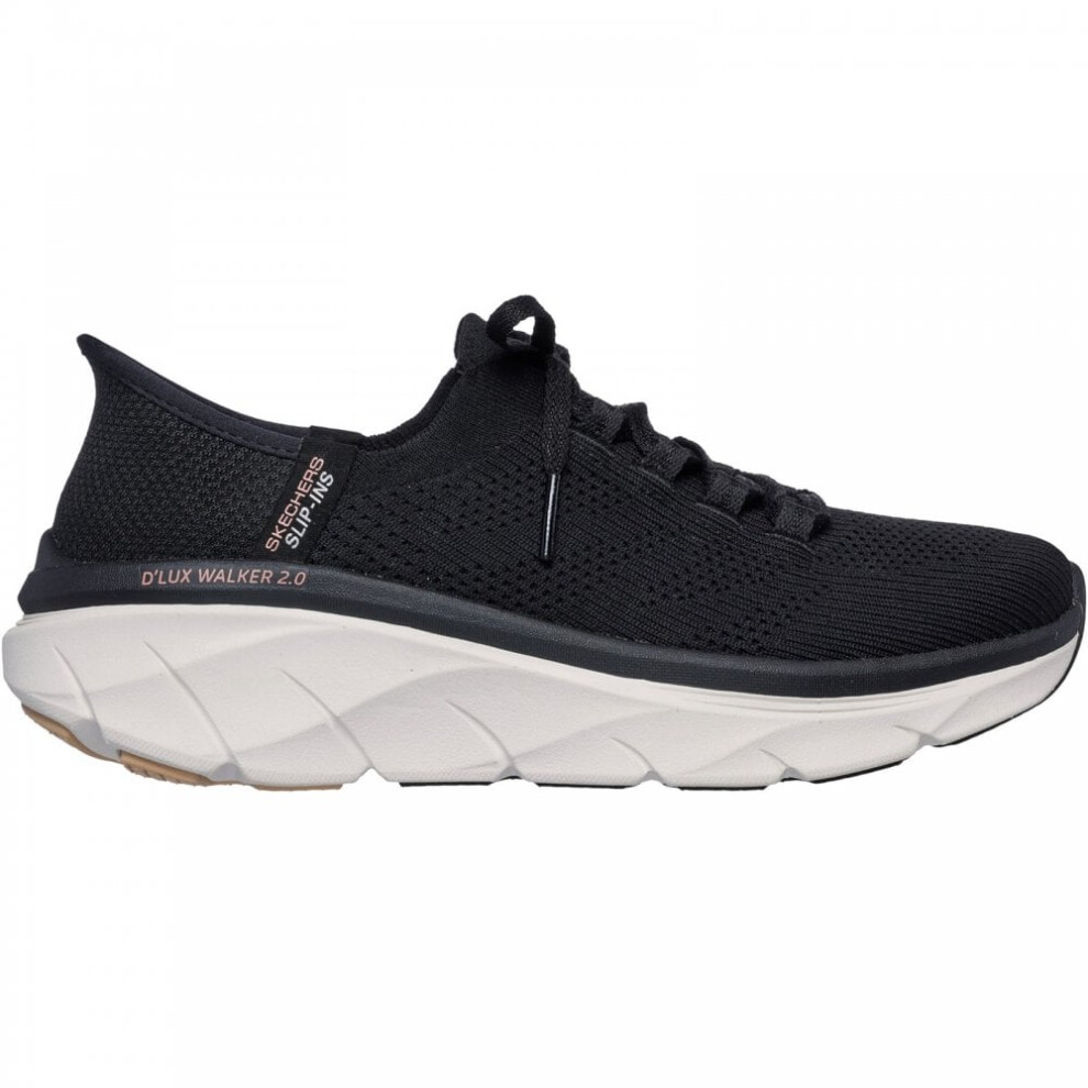 Skechers (7 (Adults')) D'lux Walker 2.0 Thrill Movement | Black/Tan | Women's Memory Foam Comfort Trainers