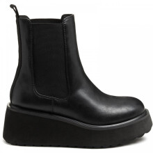 (7 (Adults')) Heyday | Black | Womens Platform Wedge Chelsea Boots