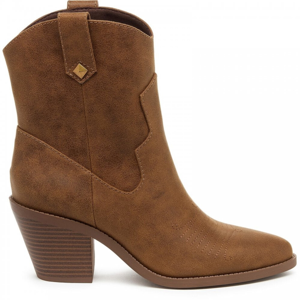 (4 (Adults')) Feather | Walnut | Ladies Heeled Cowboy Boots