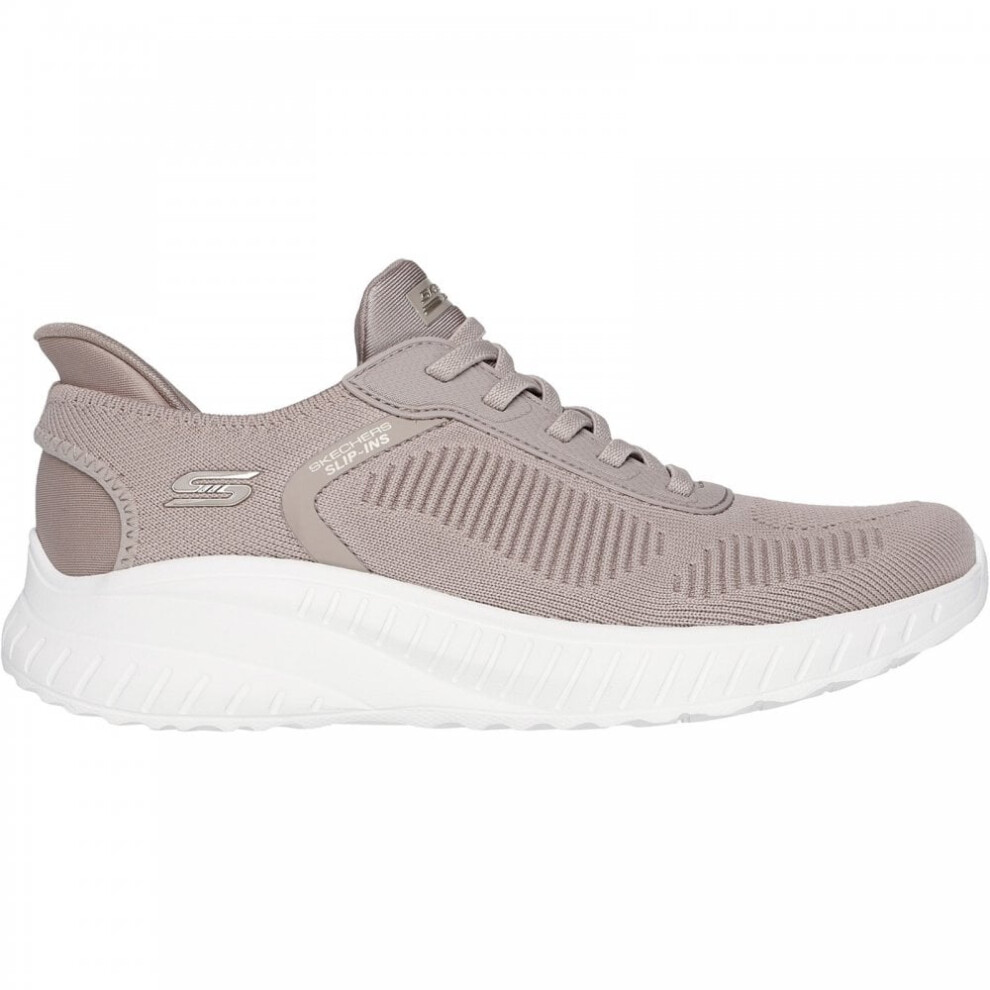 Skechers (8 (Adults')) Bobs Sport Squad Chaos - Current Muse | Taupe | Ladies Comfy Slip-Ins Trainers Brown