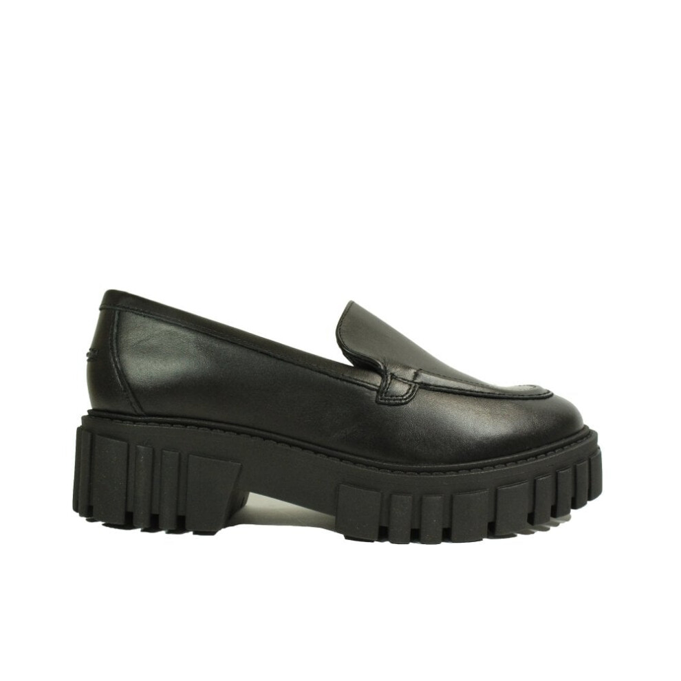 (3 (Adults')) Page Loafer | Black Leather | Women's Chunky Loafers