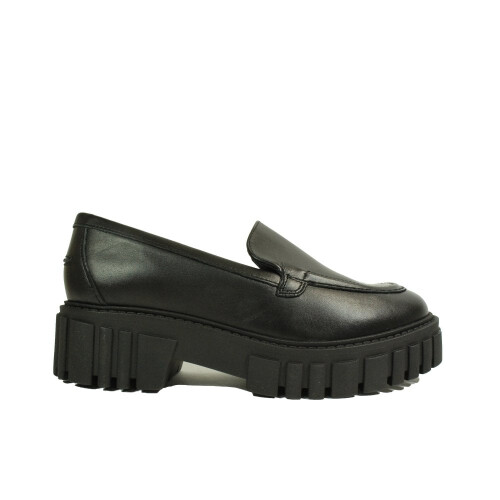 Clarks (4.5 (Adults')) Page Loafer | Black Leather | Women's Chunky Loafers