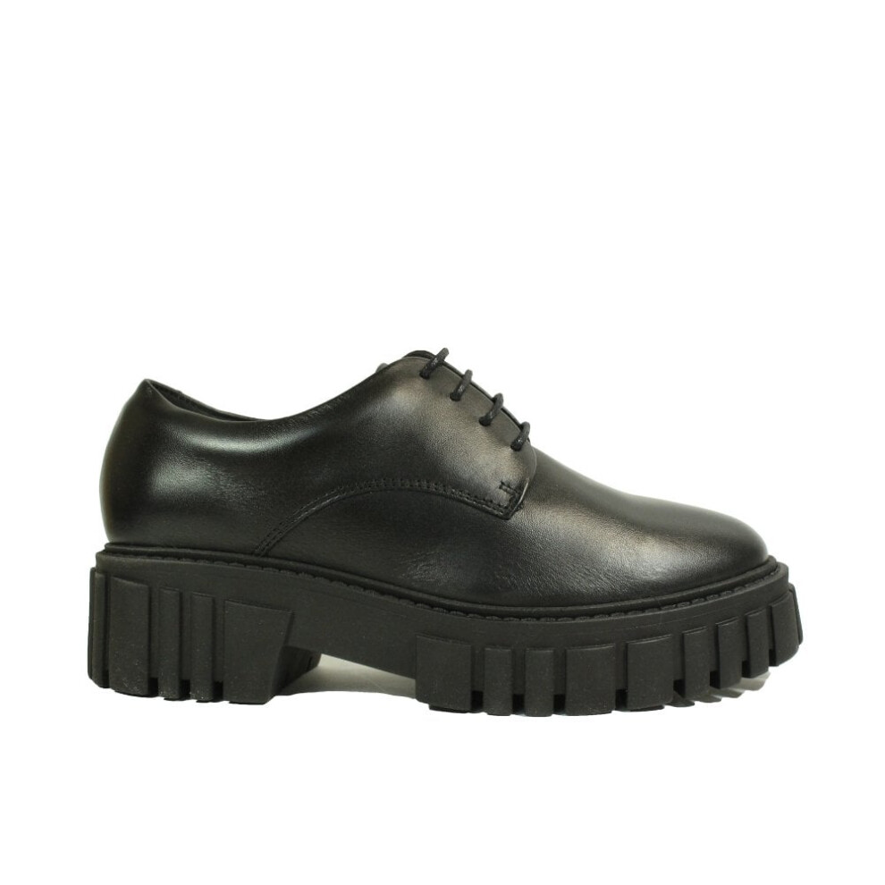 (3 (Adults')) Page Walk | Black Leather | Women's Chunky Lace Up Shoes