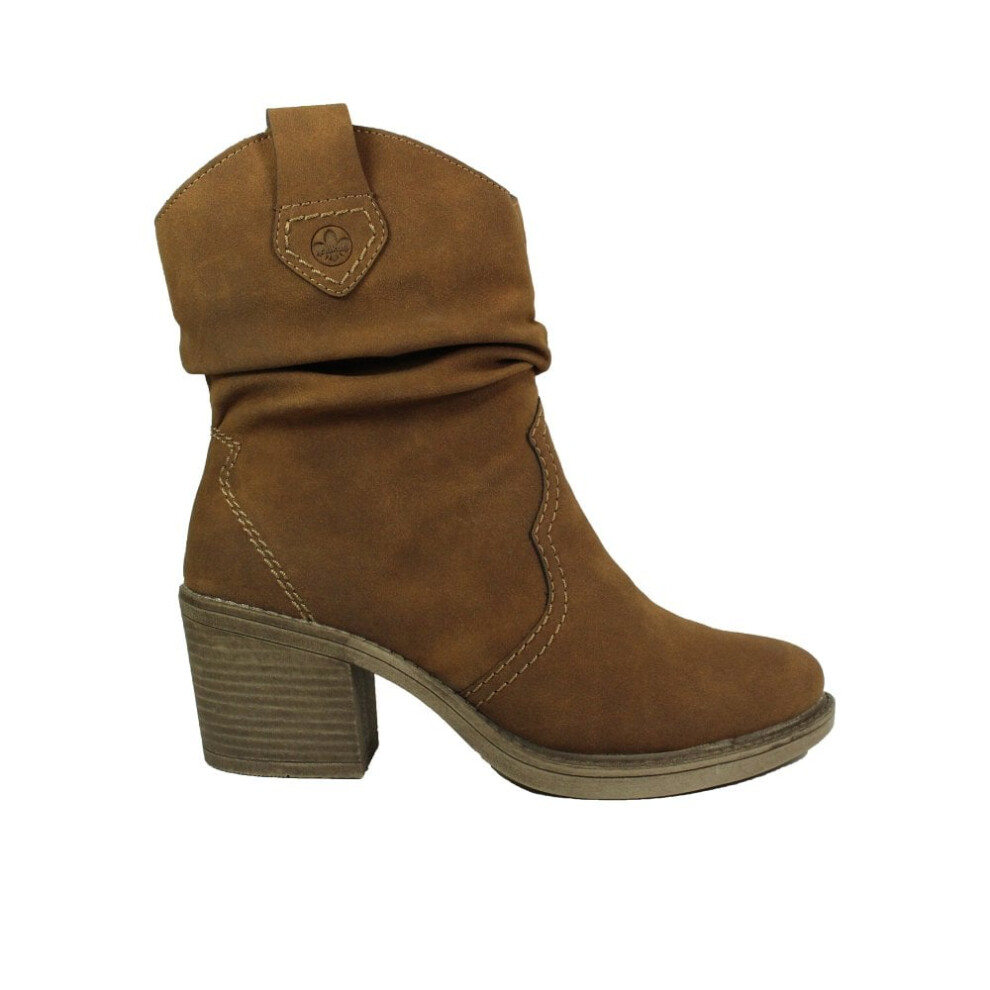 (5 (Adults')) Y1284-24 | Brandy | Women's Western Style Heeled Ankle Boots