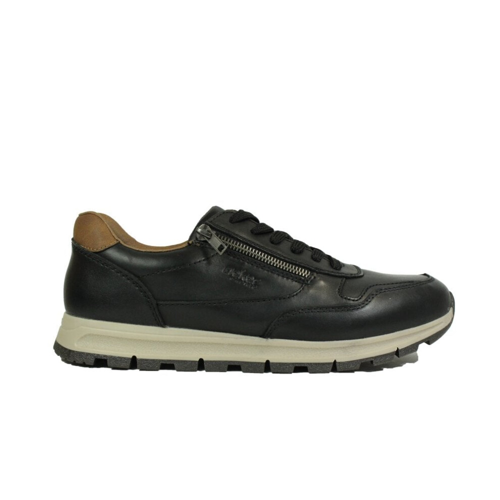 (12 (Adults')) B0504-00 | Black Leather | Men's Casual Trainers