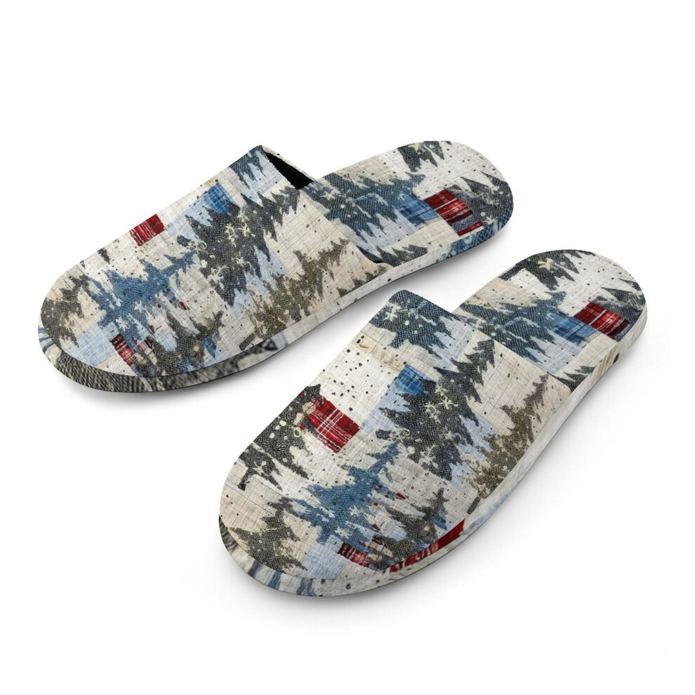 (36-37 ?5.5-6?) Bybiment Fuzzy Slippers for Women Girls, Hand Christmas Tree Primitive Sewing Non-Slip Slipper-image-OPC-PFJ2PXZ-NEW