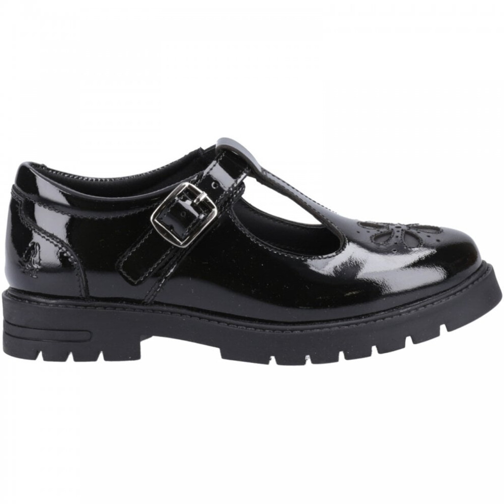 Hush Puppies Fiona Patent Junior | | Girl's Buckle School Shoes Black