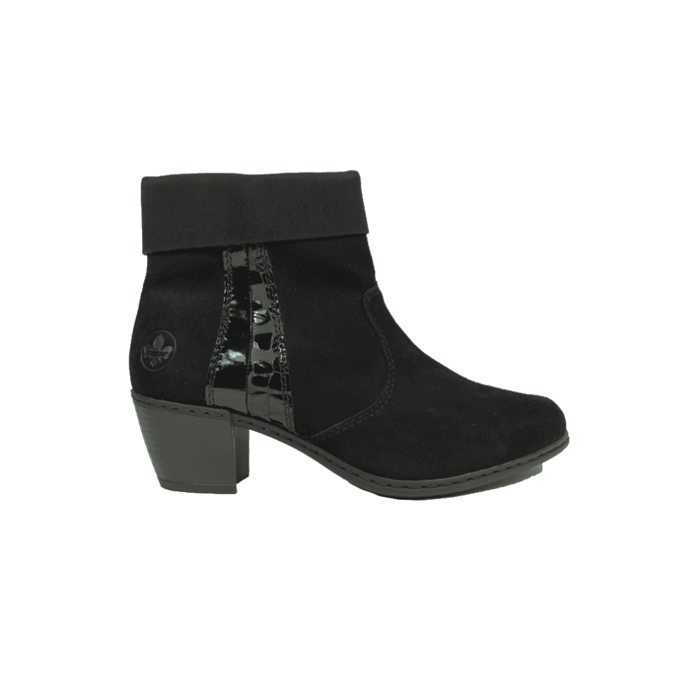 (4 (Adults')) Y2152-00 | Black Suede | Women's Heeled Ankle Boots