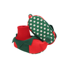 (red, 0-6) Newborn Santa Claus Soft Sole Christmas Infant Crib Slippers Anti-Slip First Walking for Baby Girls Boys