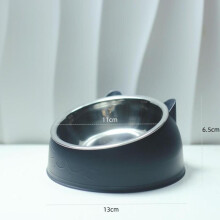 (Black) 100ML Cat Dog Bowl 15 Degrees Raised Non Slip Puppy Cat Food Drinking Water Feeder Pet Bowl Accessories