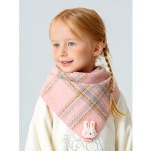 (Large Plaid Cartoon Triangle Scarf, Pink) Kids Scarves, Girls Triangle Scarf, Boys Plaid Neckerchief, Toddlers Neck Warmer, Windproof And Warm For Winter