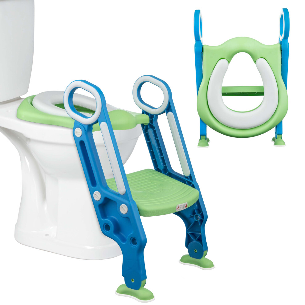 Children Toilet Seat & Ladder Toddler Training Step Up Easy Fold Down For Kids