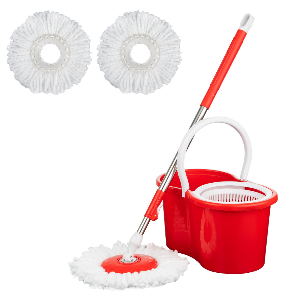 360 DEGREE SPINNING MOP BUCKET HOME CLEANER CLEANING WITH 2 MICROFIBER MOP HEADS