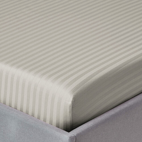 (Super King Fitted Sheet, Silver) Extra Deep 40CM Fitted Sheets Hotel Quality Stripe Bedsheet 2