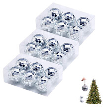18Pcs Silver Mirror Baubles, Disco Mirror Ball, Christmas Tree Bauble with Fastening Strap for Party, Chrismas Ornament, 2 Inch