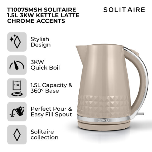 Tower Tower Solitaire Kettle Cordless Electric T10075MSH (Latte) 1