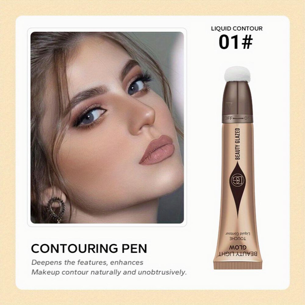Multifunctional Makeup Pen Shimmer Glitter Pearly Brightening And 3D Contouring Highlighter Powder With Sponge Head For Hair Face Body-image-OPC-PFJ56T7-NEW