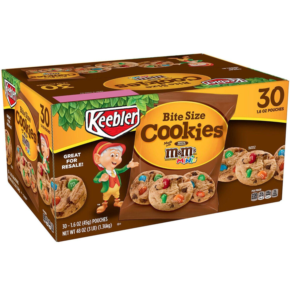 Keebler Bite Size M&M's Cookies, 1.6 Ounce (Pack of 30)