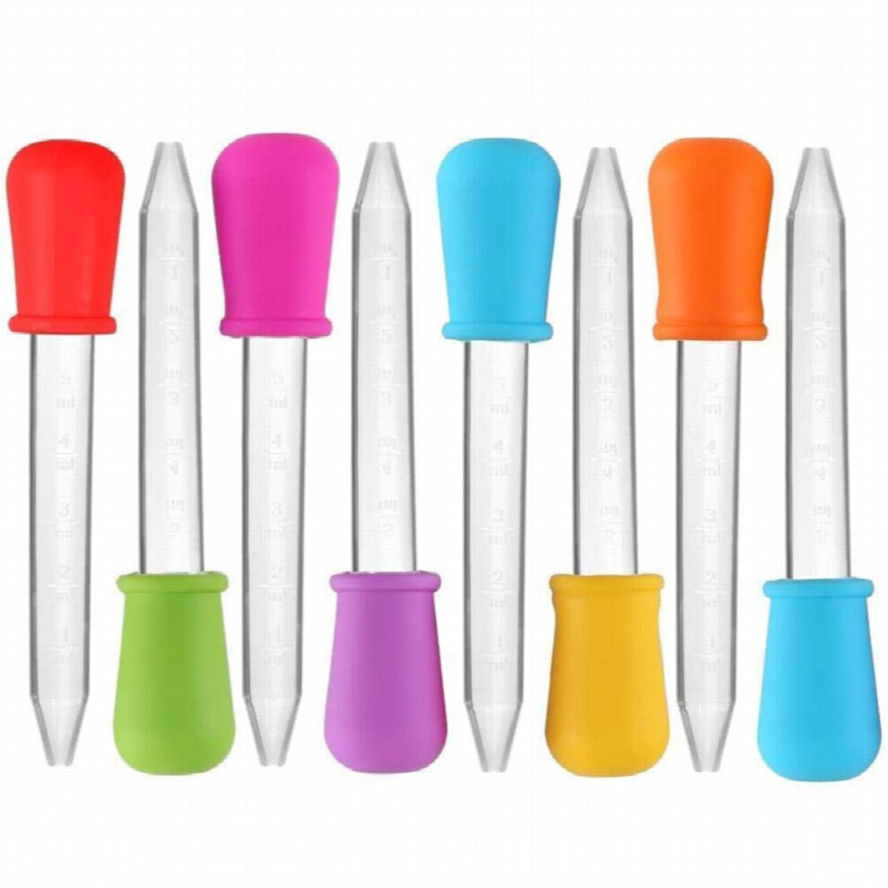 5 Pack Of Silicone Liquid Droppers With Bulb Tips Perfect For Candy Molds & Medicine