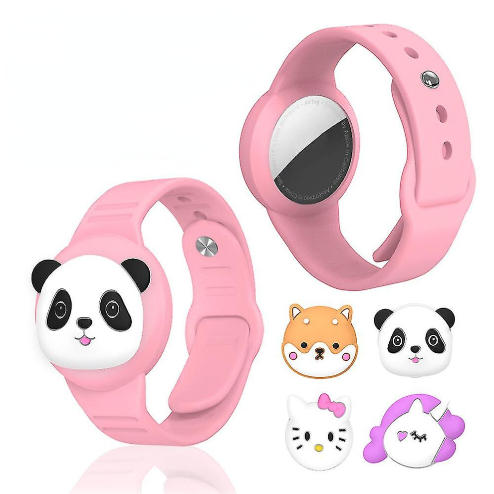 (Pink) 2Pcs Airtag Holder For Kids, Airtag Bracelet For Kids, Cute Cartoon Diy Kid Air Tag Wristband Silicone Anti-Lost Bracelet-Ykc 9372166075187
