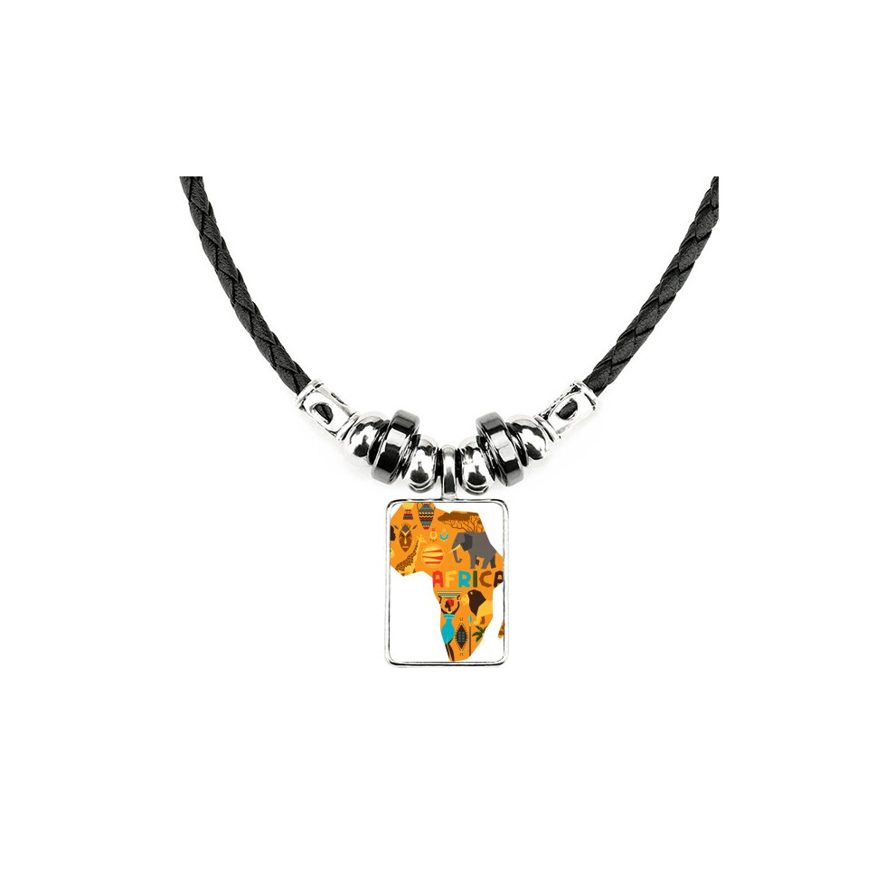 Photos - Pendant / Choker Necklace africa map elephant african savanna illustration necklace jewelry torque leather pendant