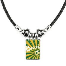 soccer yellow green brazil brazil culture necklace jewelry torque leather  pendant