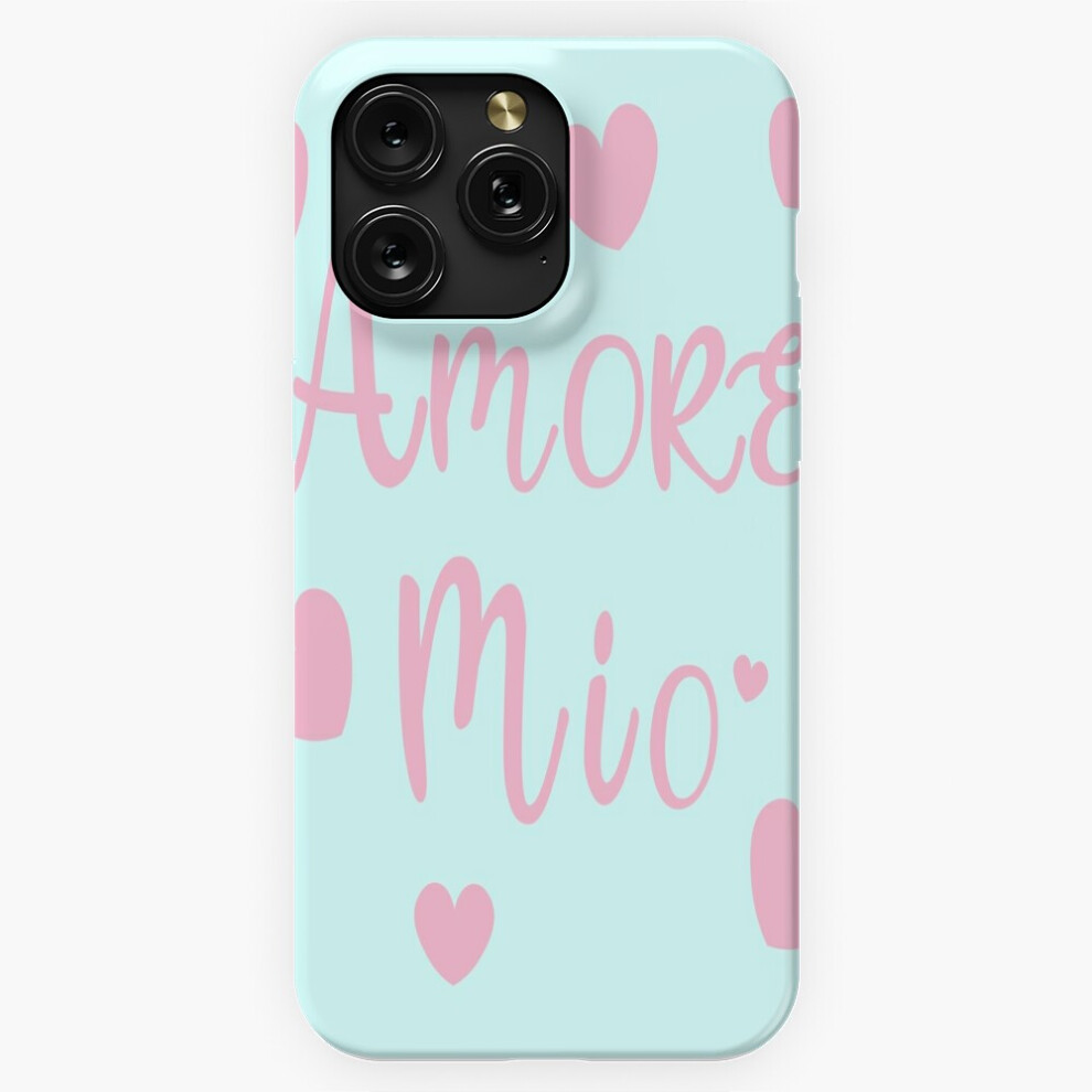 (Amore Mio (Pink On Aqua) Collugraphic=203) Phone Case For Iphone Samsung 19 18 17 16 14 13 12 11 Plus Pro Max Galaxy S28 S27 S26 S25 S24 S23 S22 Ultr Blue,Pink 4741628028729