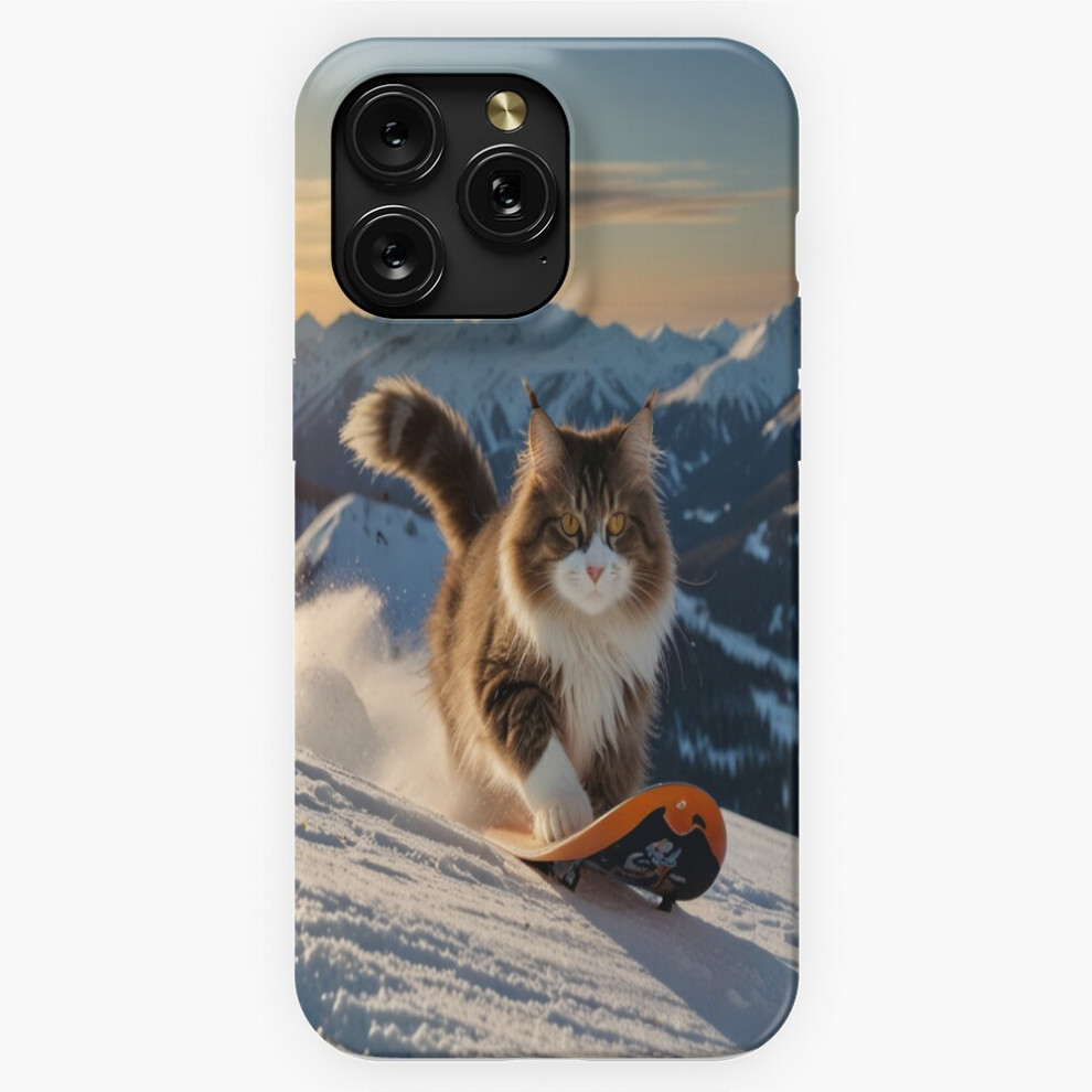 (Stunning Norwegian Forest Cat Snowboarding Down A Mountain=795) Phone Case For Iphone Samsung 19 18 17 16 14 13 12 11 Plus Pro Max Galaxy S28 S27 S26 4741628034751