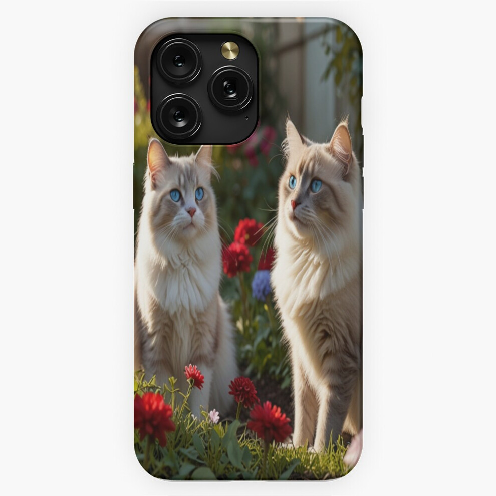 (Two Beautiful Ragdoll Cats With Stunning Eyes Sitting Amongst Flowers=966) Phone Case For Iphone Samsung 19 18 17 16 14 13 12 11 Plus Pro Max Ga Blue 4741628036502