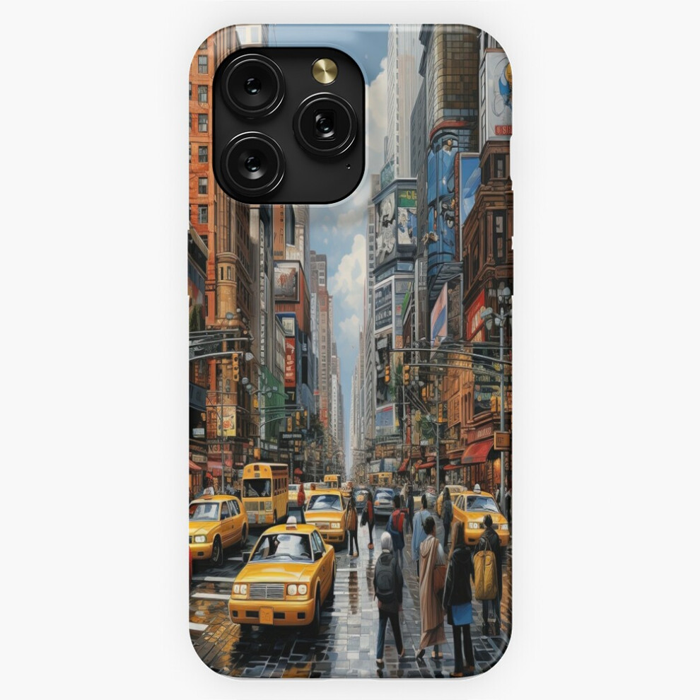 (New York Street With People - Acrylic Landscape Painting=901) Phone Case For Iphone Samsung 19 18 17 16 14 13 12 11 Plus Pro Max Galaxy S28 S27 S26 S 4741628035840