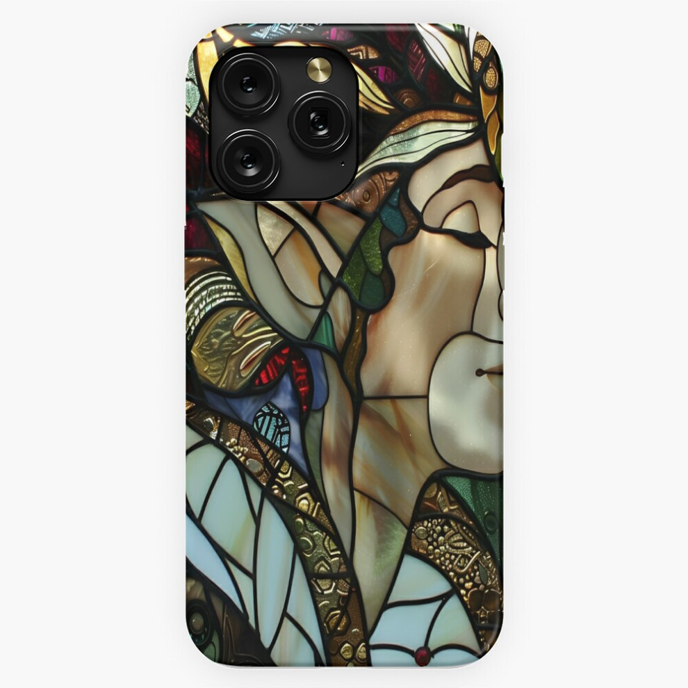 (Enchanted Elf In Decorative Attire Stained Glass Art=1084) Phone Case For Iphone Samsung 19 18 17 16 14 13 12 11 Plus Pro Max Galaxy S28 S27 S2 Green 4741628037707