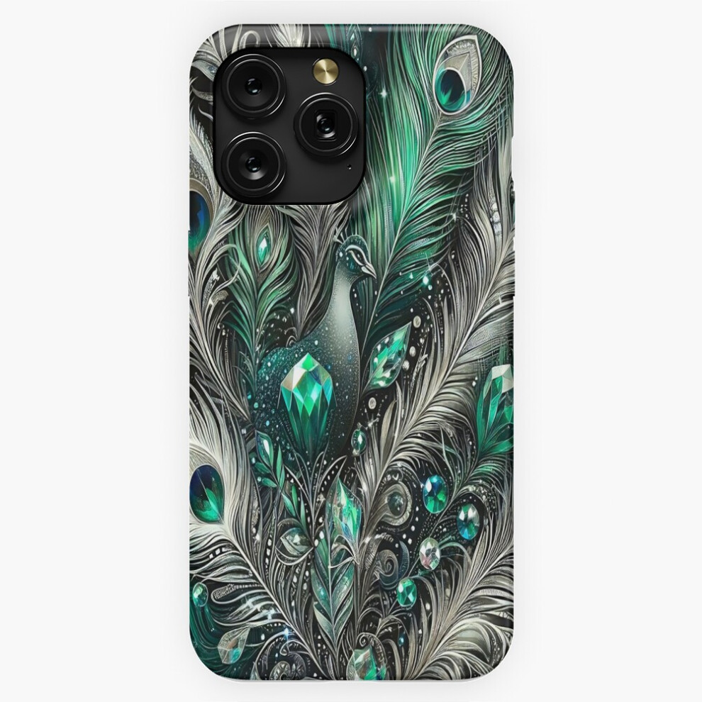 (Peacock Feathers With Emerald Crystal=1943) Phone Case For Iphone Samsung 19 18 17 16 14 13 12 11 Plus Pro Max Galaxy S28 S27 S26 S25 S24 S23 S Green 4741628046464