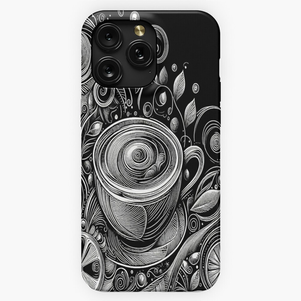 (Line Drawing Of A Coffee Cup Filled With Caffeine.=2744) Phone Case For Iphone Samsung 19 18 17 16 14 13 12 11 Plus Pro Max Galaxy S28 S27 S26 S25 S2 Brown 4741628054636