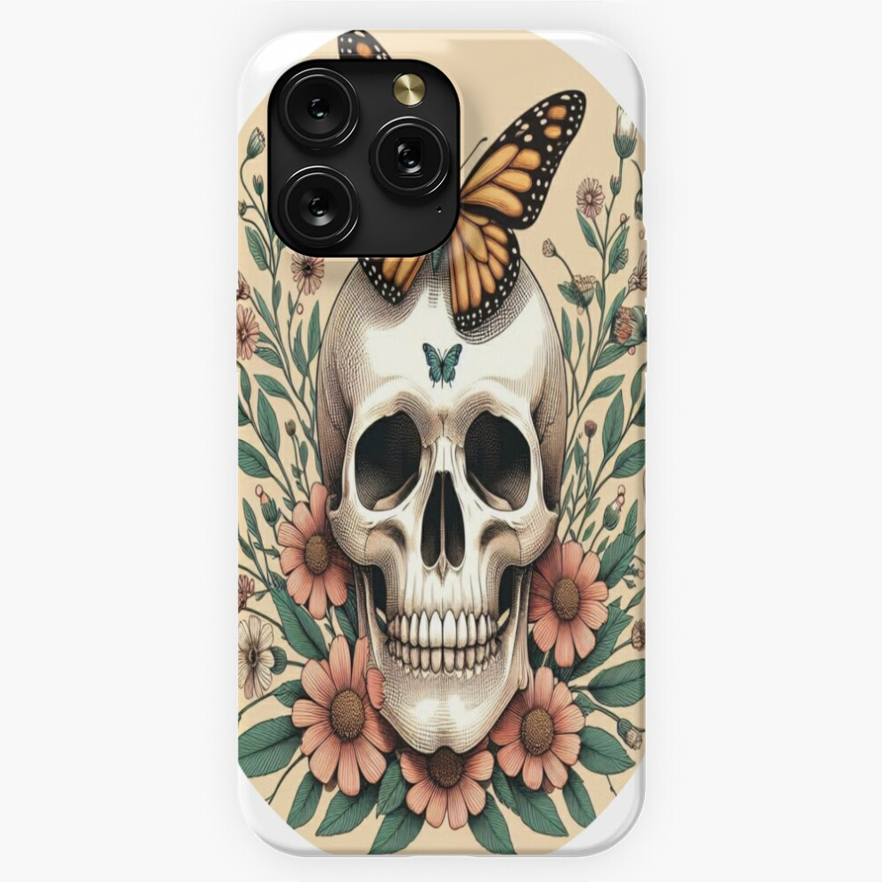 (Depicts A Skeleton With A Butterfly Perched On Its Skull=3809) Phone Case For Iphone Samsung 19 18 17 16 14 13 12 11 Plus Pro Max Galaxy S28 S27 S26 4741628065502