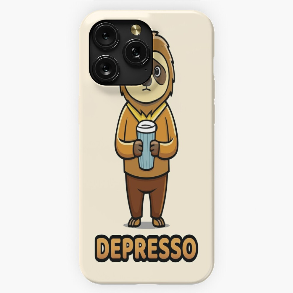 (Depresso - Cute Sad Sleepy Sloth Holding An Espresso Coffee Cup=4128) Phone Case For Iphone Samsung 19 18 17 16 14 13 12 11 Plus Pro Max Galaxy S28 S Brown 4741628068756