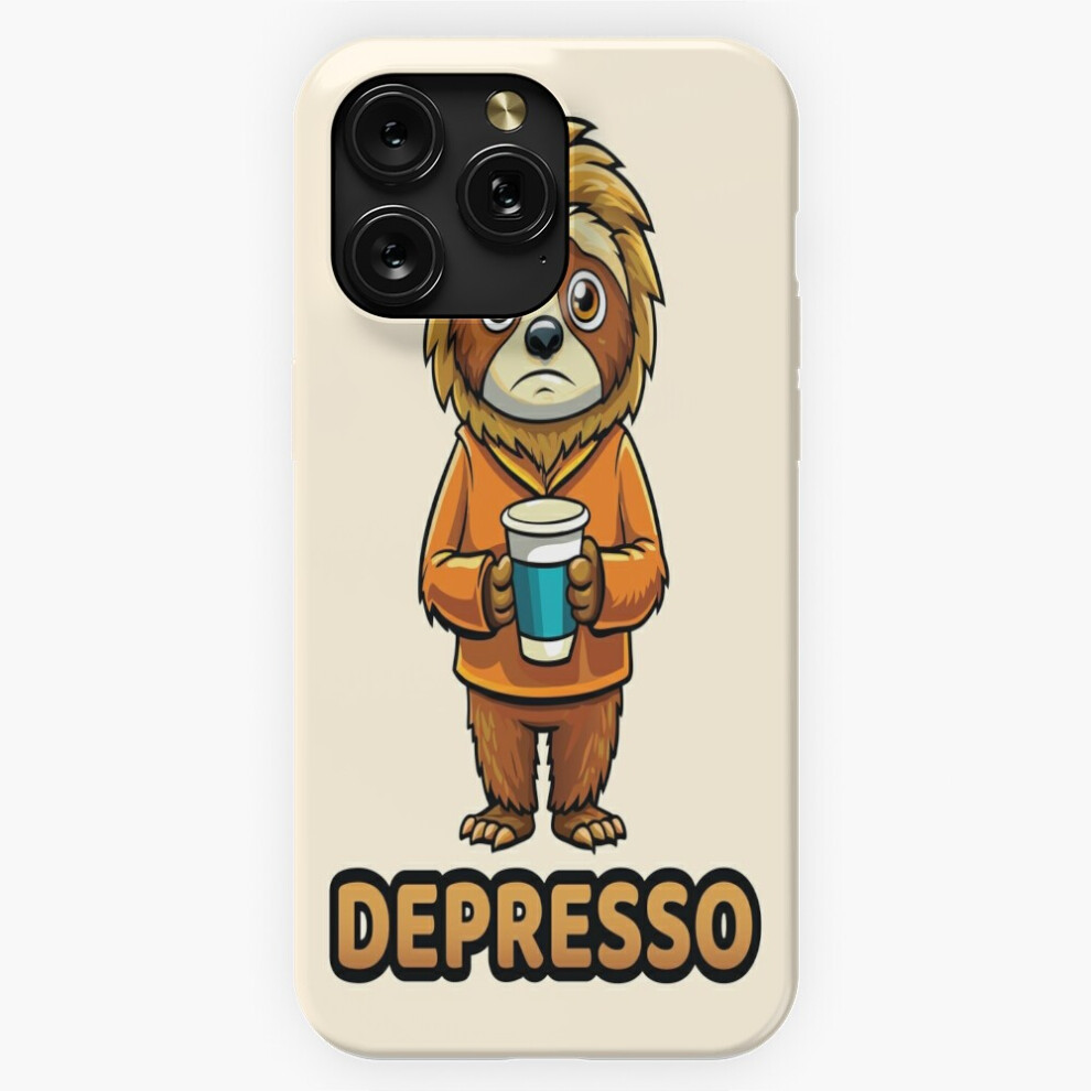 (Depresso - Cute Sad Sleepy Sloth Holding An Espresso Coffee Cup=4883) Phone Case For Iphone Samsung 19 18 17 16 14 13 12 11 Plus Pro Max Galaxy S28 S Brown 4741628076454
