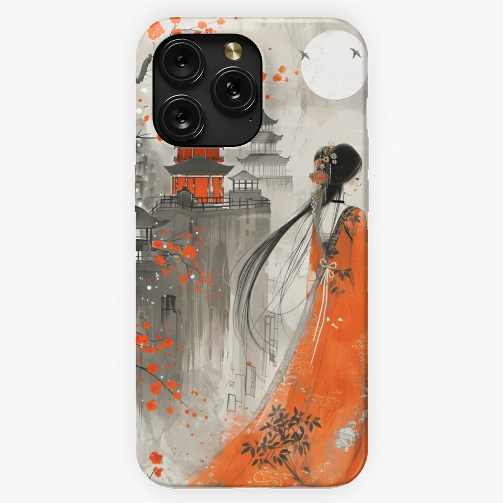 (A Woman In A Robe Overlooking Traditional Buildings.=5308) Phone Case For Iphone Samsung 19 18 17 16 14 13 12 11 Plus Pro Max Galaxy S28 S27 S26 Red 4741628080796