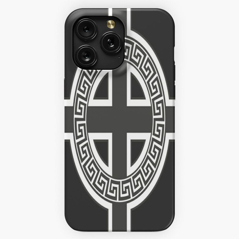 (Celtic Cross - Version With Circle And Frieze In And White=5187) Phone Case For Iphone Samsung 19 18 17 16 14 13 12 11 Plus Pro Max Galaxy S28 S Grey 4741628079554