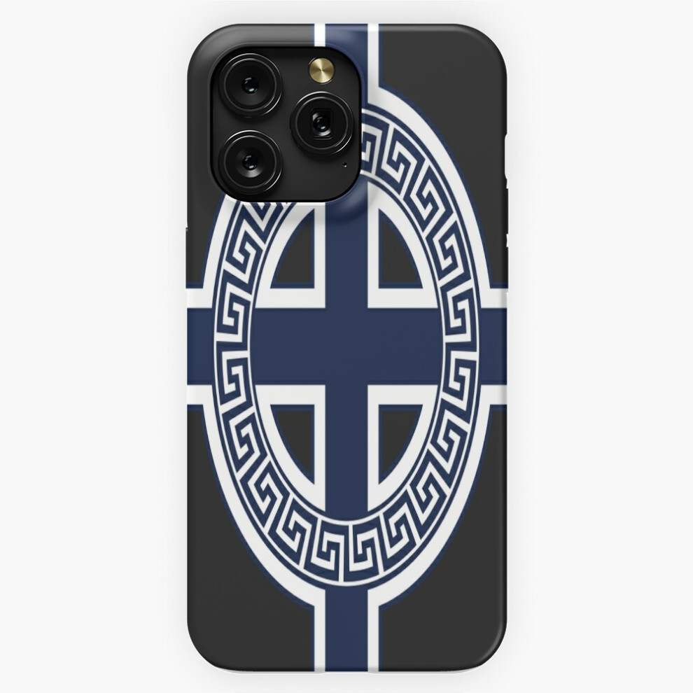 (Celtic Cross - Version With Circle And Frieze In And White=5077) Phone Case For Iphone Samsung 19 18 17 16 14 13 12 11 Plus Pro Max Galaxy S28 S Blue 4741628078434