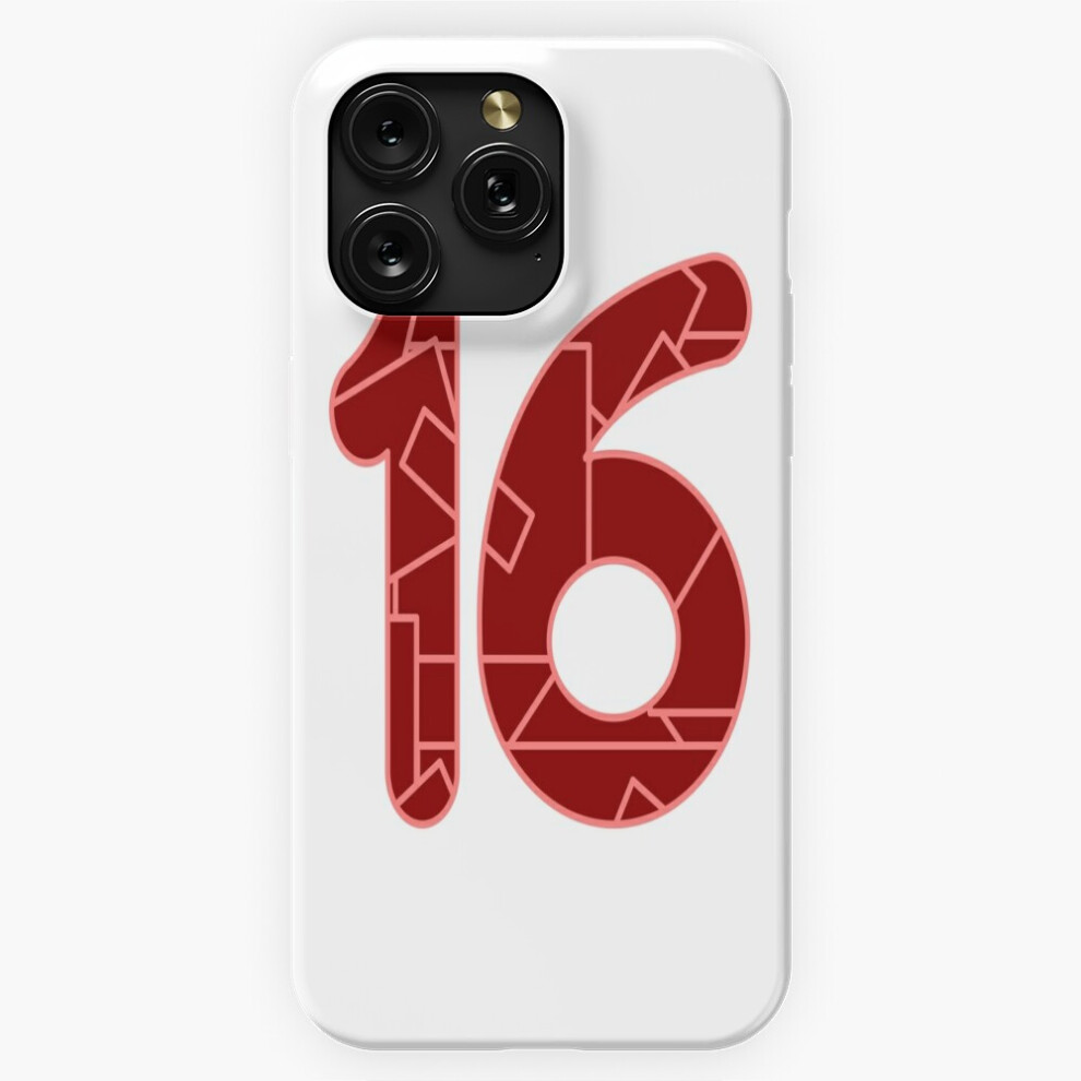 (The Number Sixteen (16) In Red=5889) Phone Case For Iphone Samsung 19 18 17 16 14 13 12 11 Plus Pro Max Galaxy S28 S27 S26 S25 S24 S23 S22 Ultra Dark/Red 4741628086712