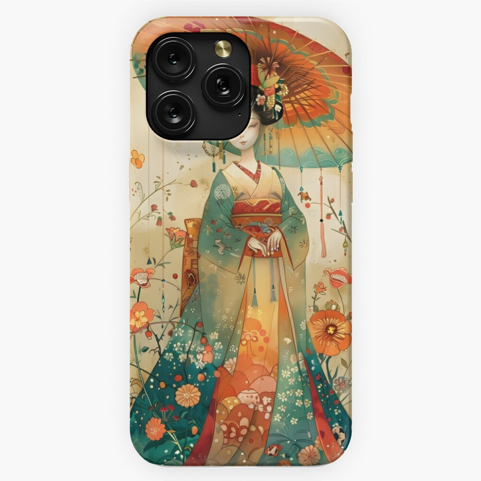 (Elegant Geisha In Kimono With Floral Umbrella Art Piece=6232) Phone Case For Iphone Samsung 19 18 17 16 14 13 12 11 Plus Pro Max Galaxy S28 S27 S26 S 4741628090214