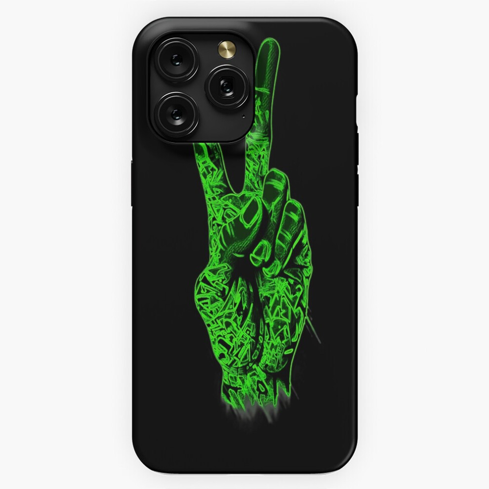 (Peace Sign Graffiti Hand Glow Summer Vibe=6900) Phone Case For Iphone Samsung 19 18 17 16 14 13 12 11 Plus Pro Max Galaxy S28 S27 S26 S25 S24 S Green 4741628097022
