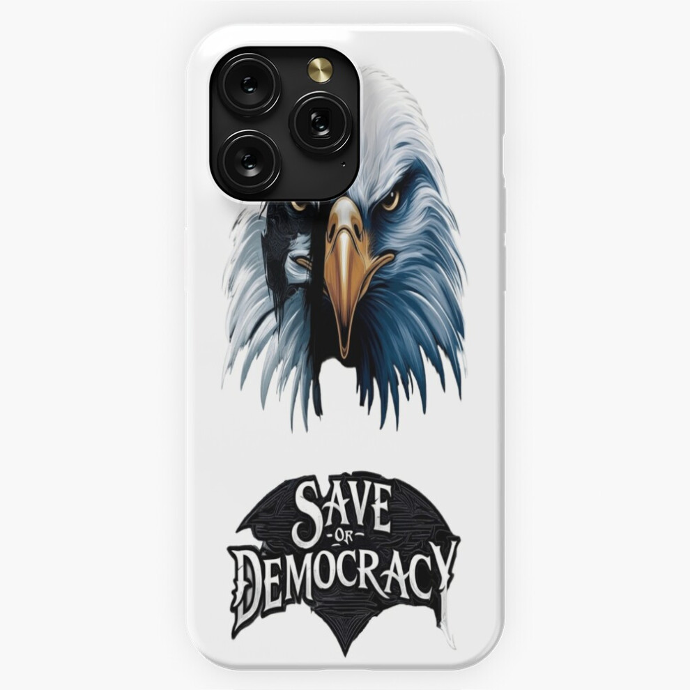 (Black And White Eagle With The Words Save Democracy.=6525) Phone Case For Iphone Samsung 19 18 17 16 14 13 12 11 Plus Pro Max Galaxy S28 S27 S26 S25 White,Black 4741628093208