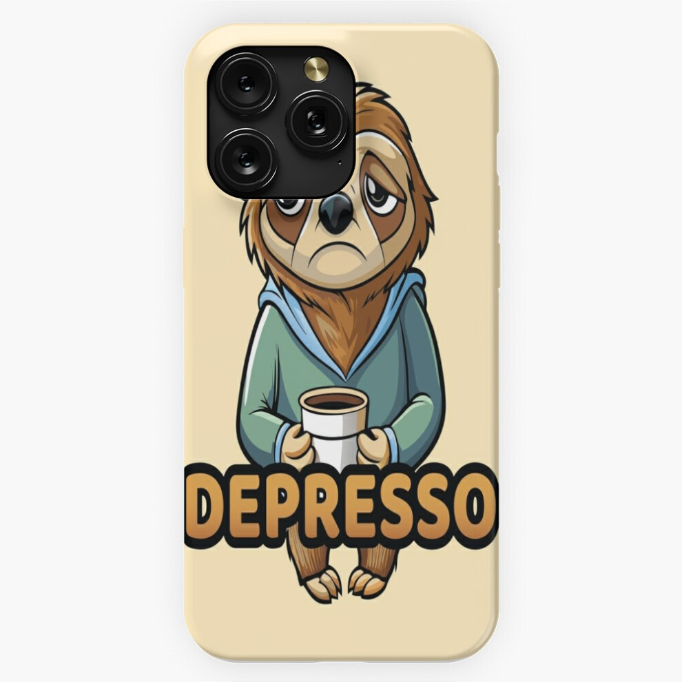 (Depresso - Cute Sad Sleepy Sloth Holding An Espresso Coffee Cup=7081) Phone Case For Iphone Samsung 19 18 17 16 14 13 12 11 Plus Pro Max Galaxy S28 S Brown 4741628098876