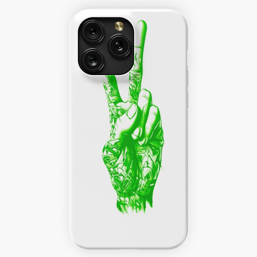 (Peace Sign Graffiti Hand Green White Summer Vibe=7027) Phone Case For Iphone Samsung 19 18 17 16 14 13 12 11 Plus Pro Max Galaxy S28 S27 S26 S25 S24 White,Green 4741628098326