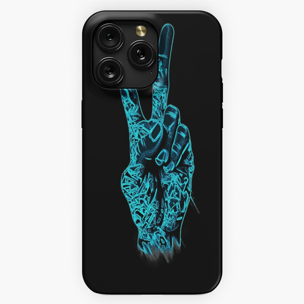 (Peace Sign Graffiti Hand Glow Summer Vibe=6932) Phone Case For Iphone Samsung 19 18 17 16 14 13 12 11 Plus Pro Max Galaxy S28 S27 S26 S25 S24 S2 Blue 4741628097350
